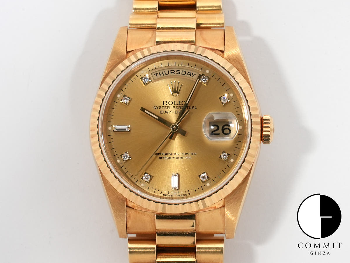 Rolex Day-Date 36 Ref. 18238A Yellow Gold Champagne with 10 Diamond Dial, Pre-owned i2ko3fo8