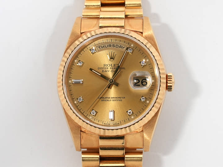 Rolex Day-Date 36 Ref. 18238A Yellow Gold Champagne with 10 Diamond Dial, Pre-owned i2ko3fo8