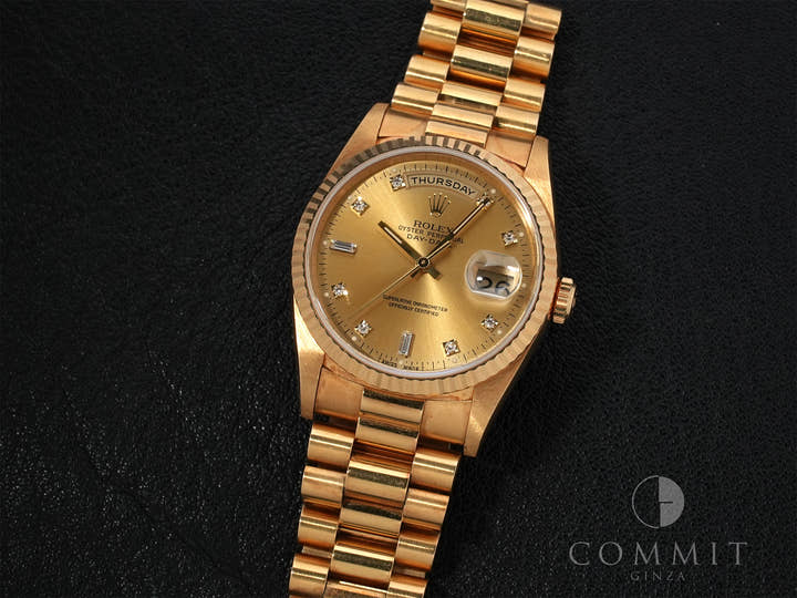 Rolex Day-Date 36 Ref. 18238A Yellow Gold Champagne with 10 Diamond Dial, Pre-owned i2ko3fo8