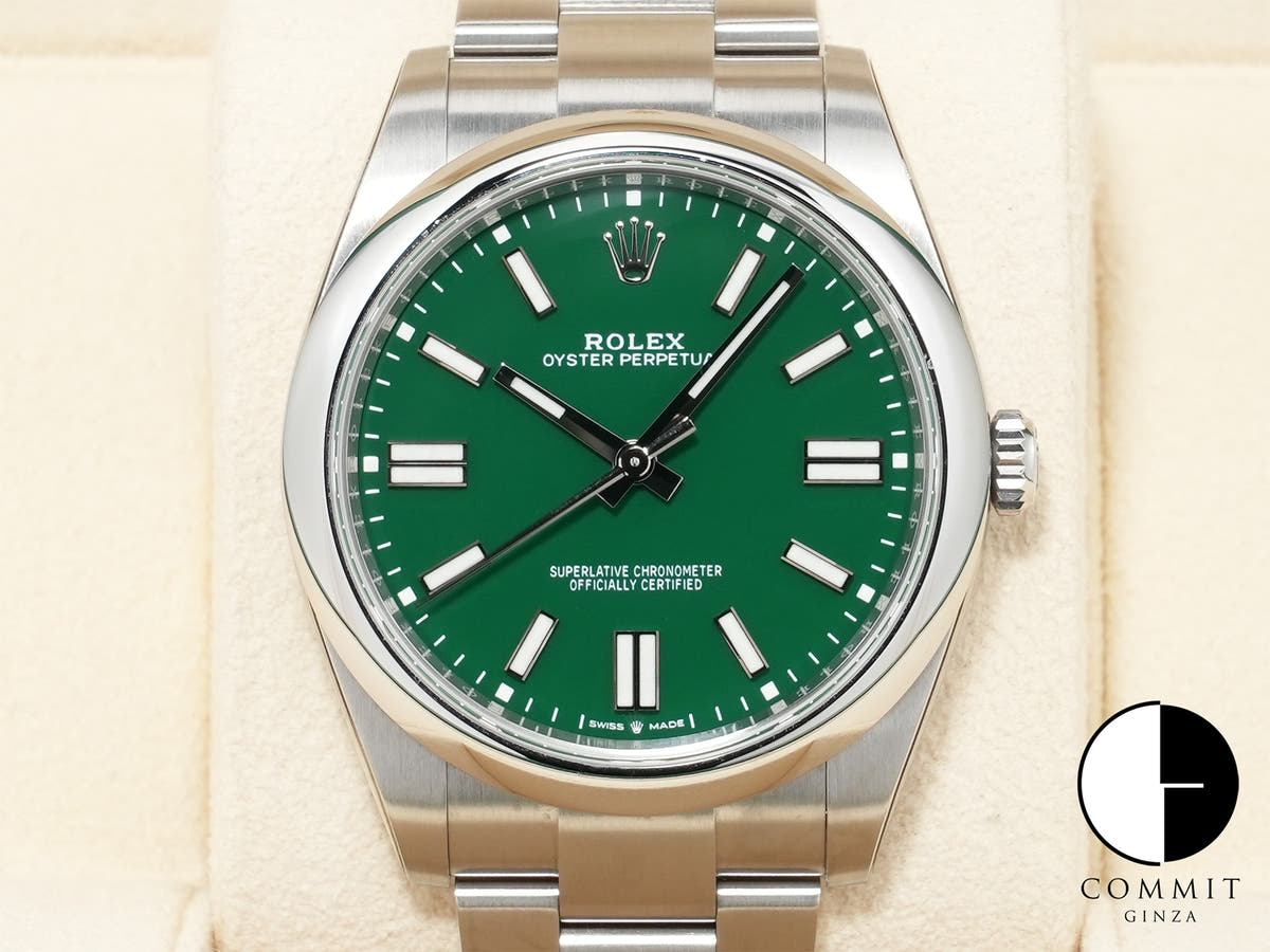 ロレックス オイスターパーペチュアル41 Ref.124300 ステンレススチール グリーン文字盤 極美品 x6vacedy