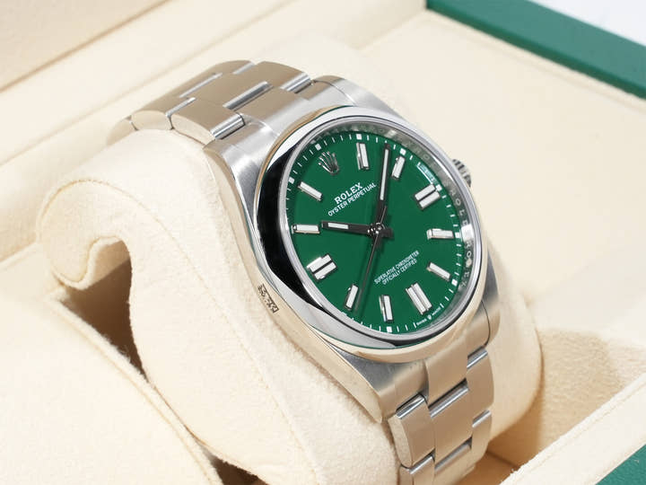 ロレックス オイスターパーペチュアル41 Ref.124300 ステンレススチール グリーン文字盤 極美品 x6vacedy