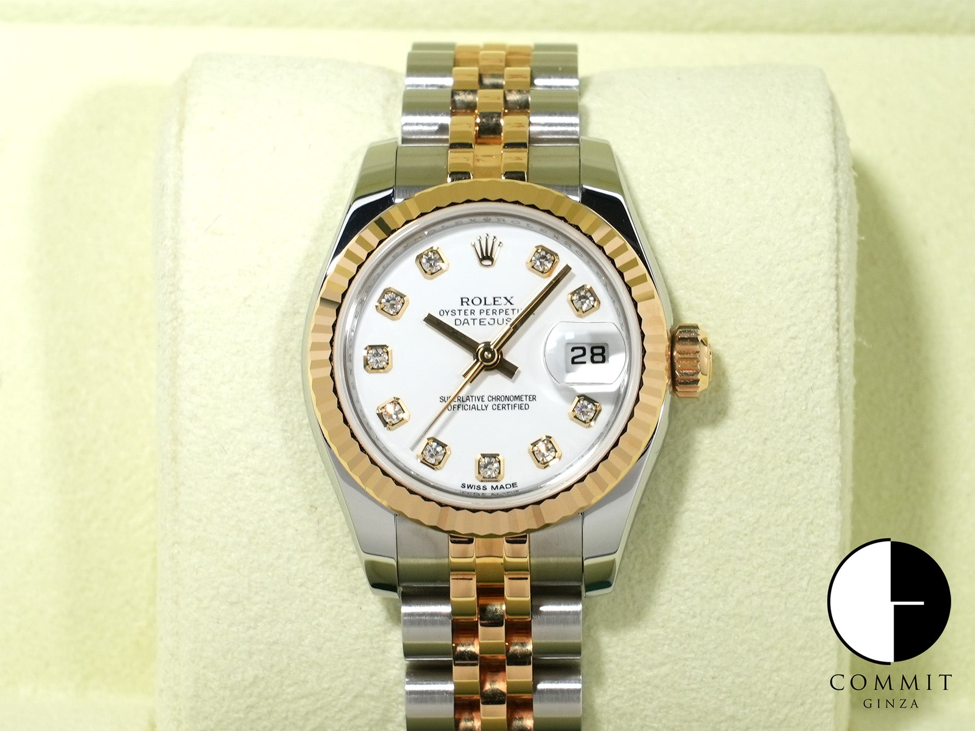 ロレックス デイトジャスト26 Ref.179173G ステンレススチール/イエローゴールド ホワイトx10Pダイヤ文字盤 美中古 fb7dh7v9