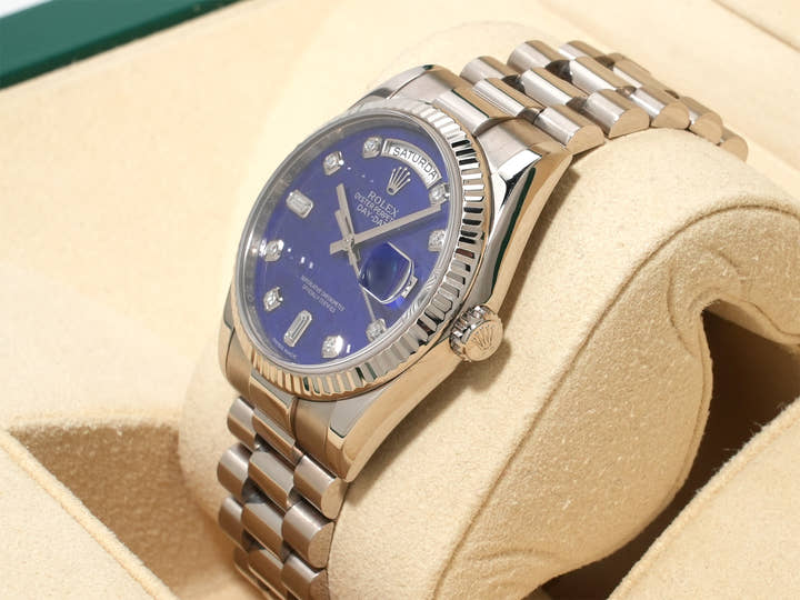 ロレックス デイデイト36 Ref.118239 ホワイトゴールド ラピスラズリ10Pダイヤ文字盤 中古 qkbxxuga