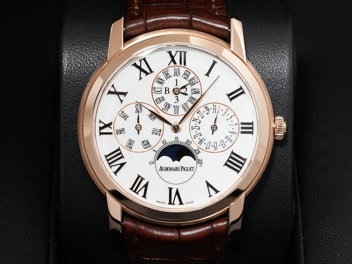 オーデマピゲ ジュール オーデマ パーペチュアルカレンダー Ref.26391OR.OO.D088CR.01 ピンクゴールド ホワイトエナメル文字盤 美品 2ky5roux