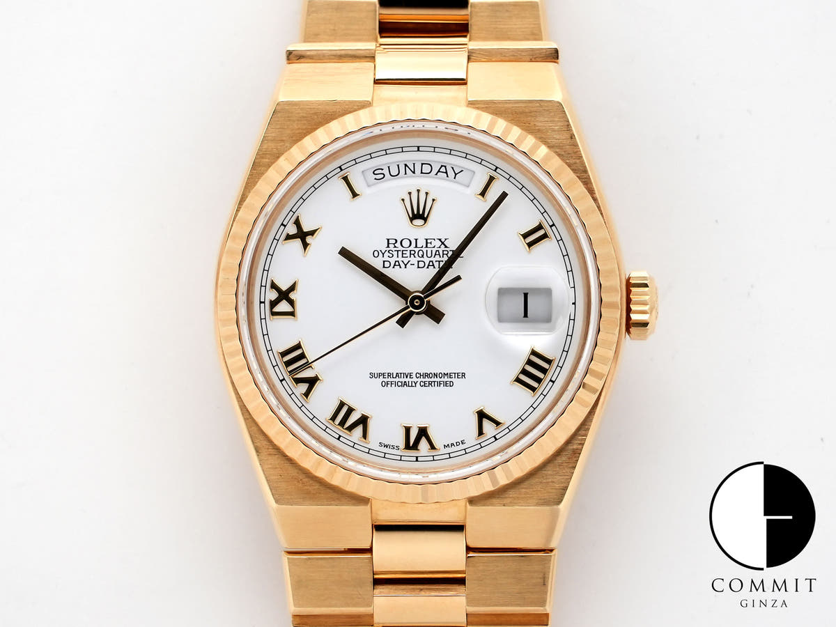 ロレックス オイスタークォーツ デイデイト36 Ref.19018 イエローゴールド ホワイトローマン文字盤 中古 k5b6hpzt