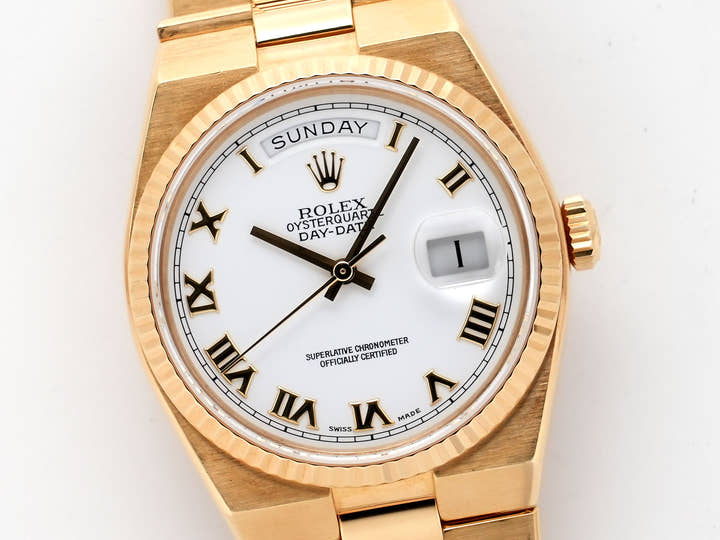 ロレックス オイスタークォーツ デイデイト36 Ref.19018 イエローゴールド ホワイトローマン文字盤 中古 k5b6hpzt