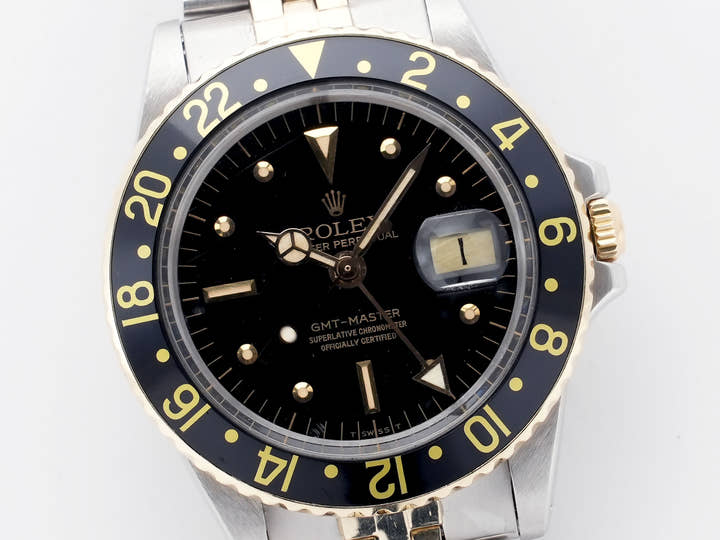 ロレックス GMTマスター Ref.1675/3 ステンレススチール/イエローゴールド ブラック文字盤 ジュビリーブレスレット 中古 vob64zb2