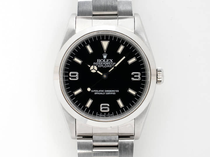 Pre-owned Rolex Explorer I Ref. 14270 Stainless Steel Black Dial Oyster Bracelet ba6ruwmy