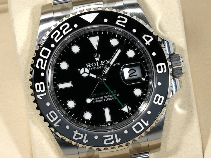 ロレックス GMTマスターII Ref.126710GRNR ステンレススチール ブラック文字盤 オイスターブレスレット 未使用 aybepj9e