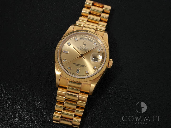 ロレックス デイデイト36 Ref.18238A イエローゴールド シャンパンx10Pダイヤ文字盤 中古 8fno4e73
