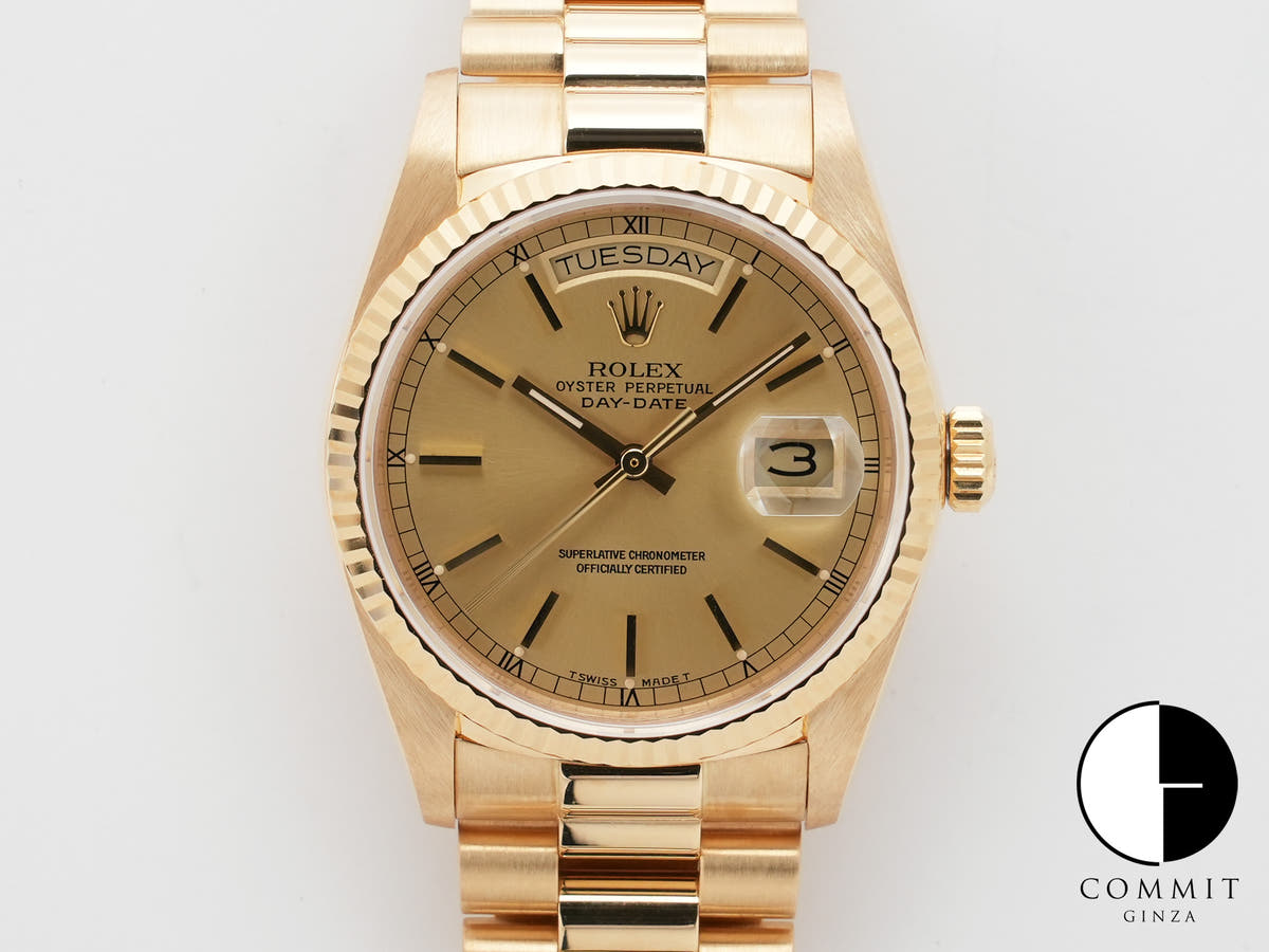 ロレックス デイデイト36 Ref.18038 イエローゴールド シャンパン文字盤 美品 4nxq8mcn