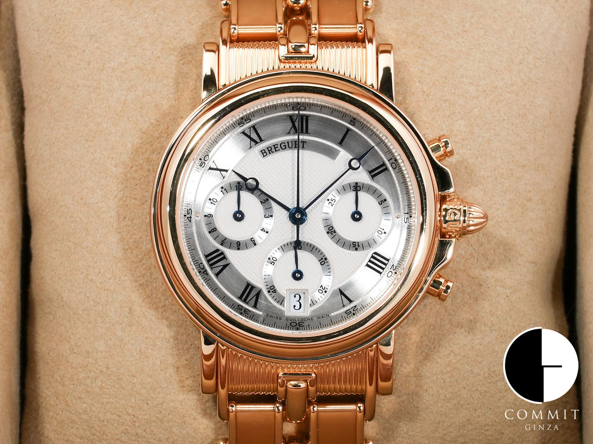 Breguet Marine Chronograph Ref. 3460BA/12/A90 Yellow Gold with Silver Dial, Excellent Condition (kvsc977n)