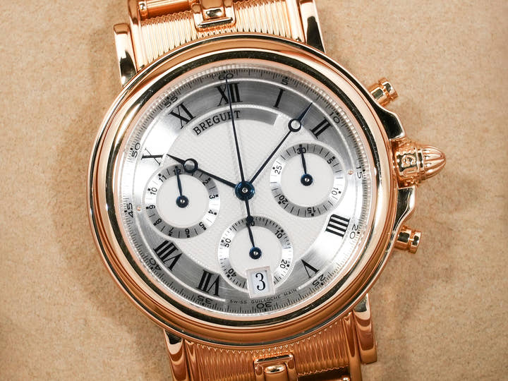 Breguet Marine Chronograph Ref. 3460BA/12/A90 Yellow Gold with Silver Dial, Excellent Condition (kvsc977n)