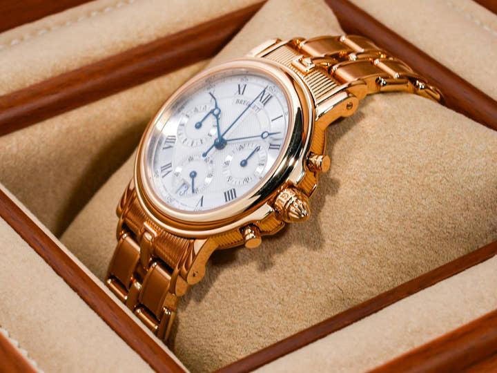 Breguet Marine Chronograph Ref. 3460BA/12/A90 Yellow Gold with Silver Dial, Excellent Condition (kvsc977n)