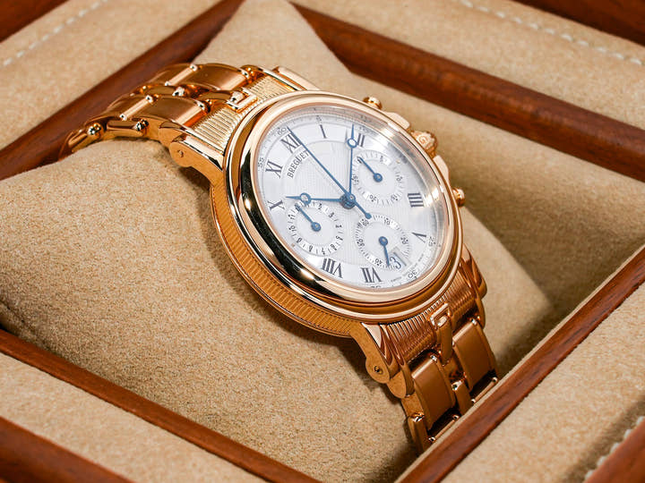 Breguet Marine Chronograph Ref. 3460BA/12/A90 Yellow Gold with Silver Dial, Excellent Condition (kvsc977n)