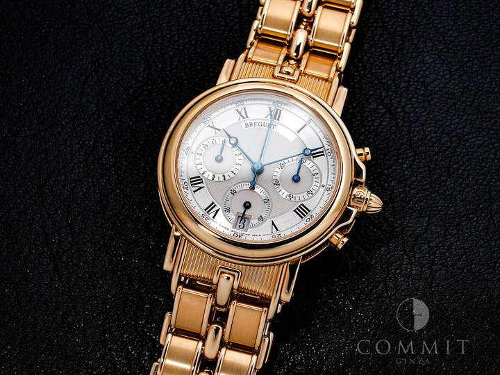 Breguet Marine Chronograph Ref. 3460BA/12/A90 Yellow Gold with Silver Dial, Excellent Condition (kvsc977n)