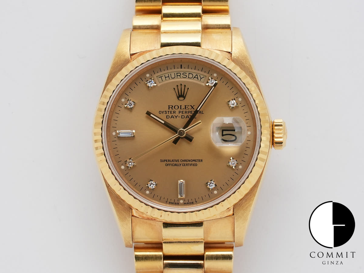 ロレックス デイデイト36 Ref.18038A イエローゴールド シャンパン文字盤 中古 ut5obc78