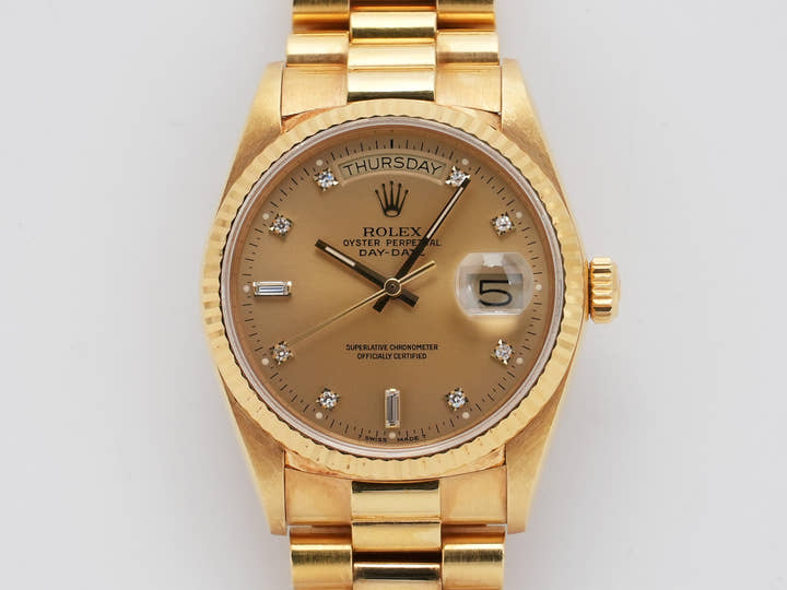 ロレックス デイデイト36 Ref.18038A イエローゴールド シャンパン文字盤 中古 ut5obc78