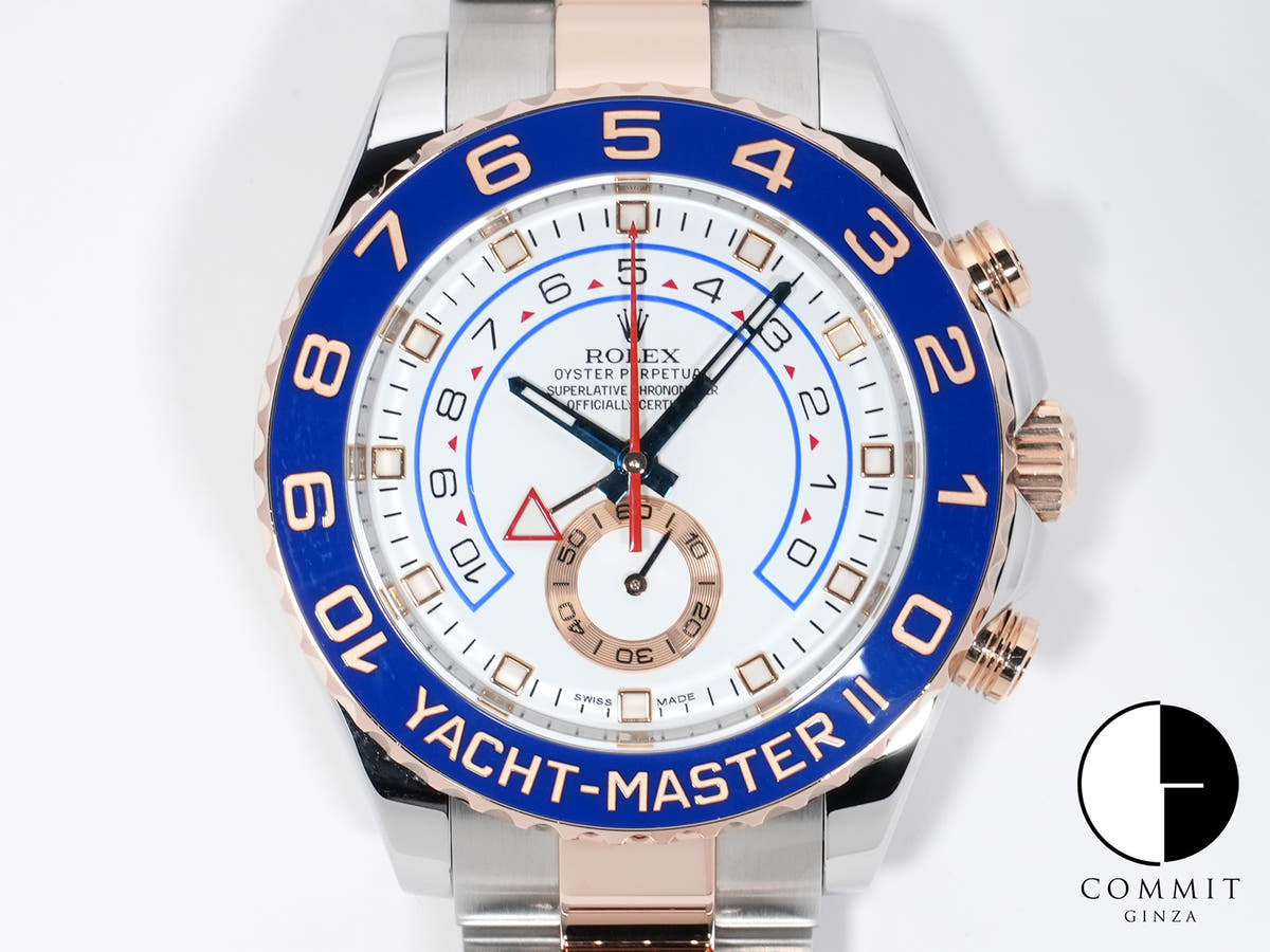 Rolex Yacht-Master II Ref. 116681 Stainless Steel/Everose Gold White Dial Excellent Condition zbjx2556