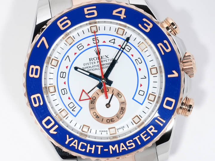 Rolex Yacht-Master II Ref. 116681 Stainless Steel/Everose Gold White Dial Excellent Condition zbjx2556