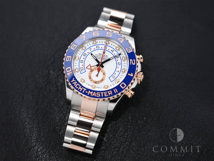 Rolex Yacht-Master II Ref. 116681 Stainless Steel/Everose Gold White Dial Excellent Condition zbjx2556