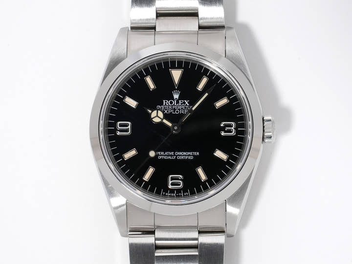 Pre-owned Rolex Explorer I Ref. 14270 Stainless Steel Black Dial Oyster Bracelet hvrwyk6t