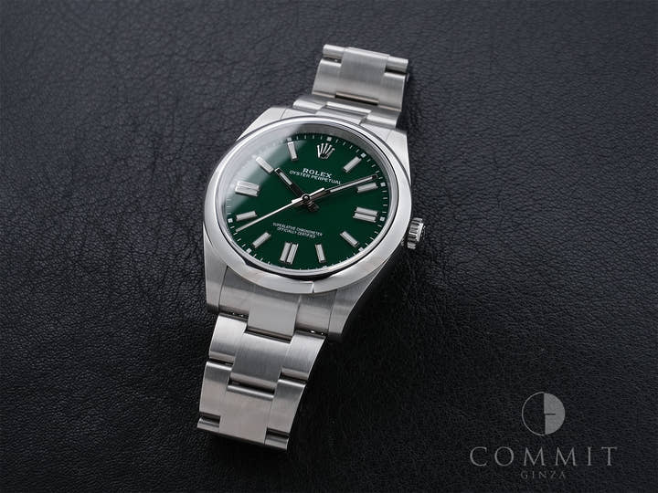 ロレックス オイスターパーペチュアル41 Ref.124300 ステンレススチール グリーン文字盤 美中古 hpakwqsg