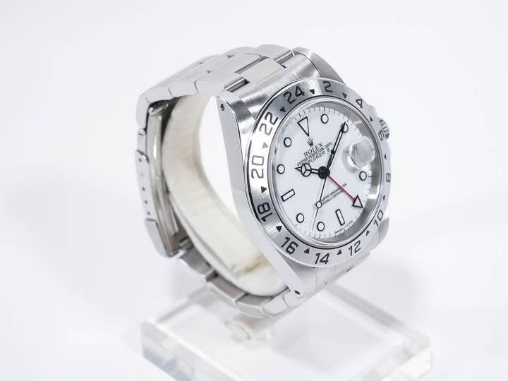 ロレックス エクスプローラーII Ref.16570 ステンレススチール ホワイト文字盤 オイスターブレスレット 中古 qka9vzyy
