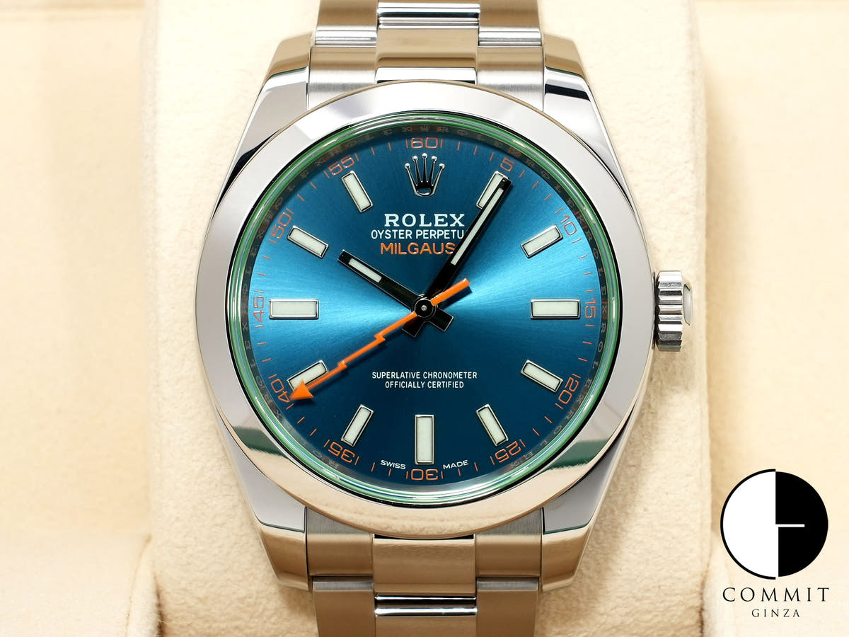 ロレックス ミルガウス Ref.116400GV ステンレススチール Zブルー文字盤 美品 eat23b3t