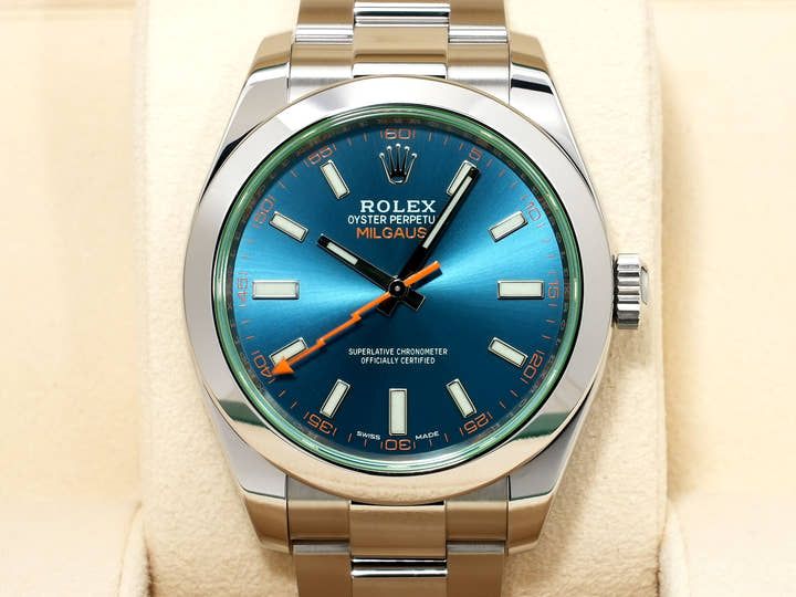ロレックス ミルガウス Ref.116400GV ステンレススチール Zブルー文字盤 美品 eat23b3t