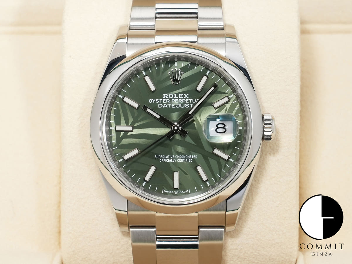ロレックス デイトジャスト36 Ref.126200 ステンレススチール グリーンパーム文字盤 オイスターブレスレット 美品 x9kkpchw
