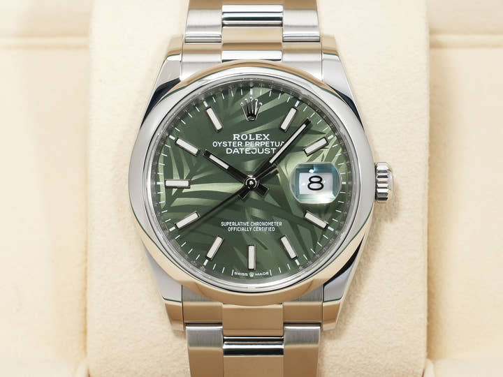 ロレックス デイトジャスト36 Ref.126200 ステンレススチール グリーンパーム文字盤 オイスターブレスレット 美品 x9kkpchw