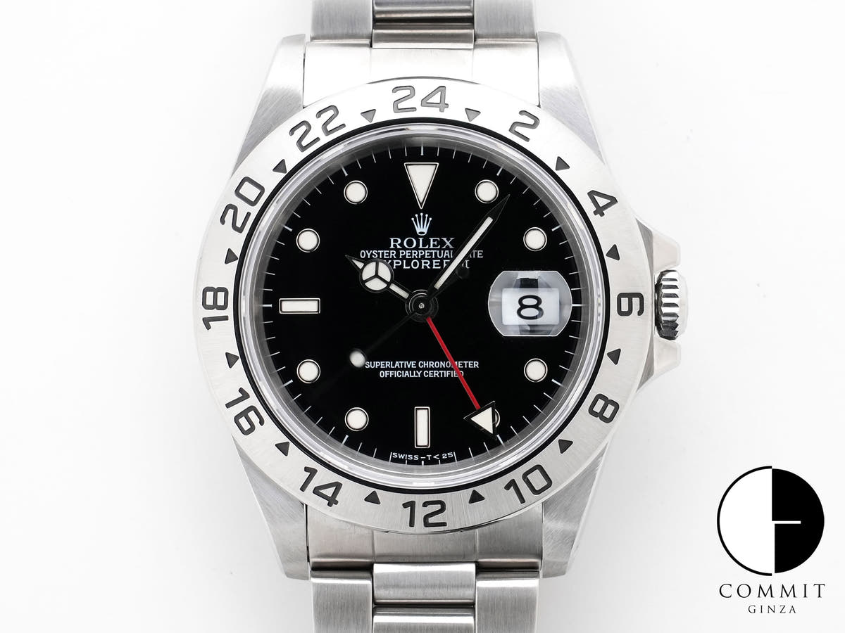 ロレックス エクスプローラーII Ref.16570 ステンレススチール ブラック文字盤 オイスターブレスレット 美中古 v2g9xf5d