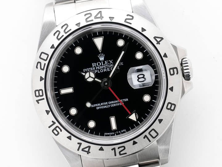 ロレックス エクスプローラーII Ref.16570 ステンレススチール ブラック文字盤 オイスターブレスレット 美中古 v2g9xf5d