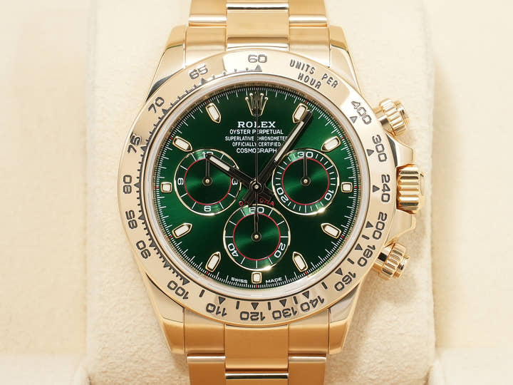 ロレックス デイトナ Ref.116508 イエローゴールド グリーン文字盤 美品 zrx822db