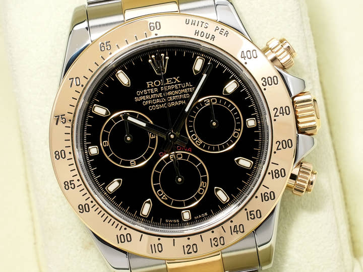 ロレックス デイトナ Ref.116523 ステンレススチール/イエローゴールド ブラック文字盤 美品 3w69pdic