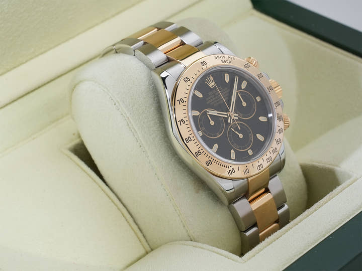 ロレックス デイトナ Ref.116523 ステンレススチール/イエローゴールド ブラック文字盤 美品 3w69pdic