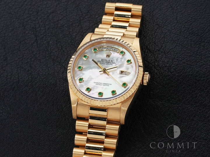 ロレックス デイデイト36 Ref.18238NGE イエローゴールド ホワイトシェル文字盤 中古 4nz9q73n
