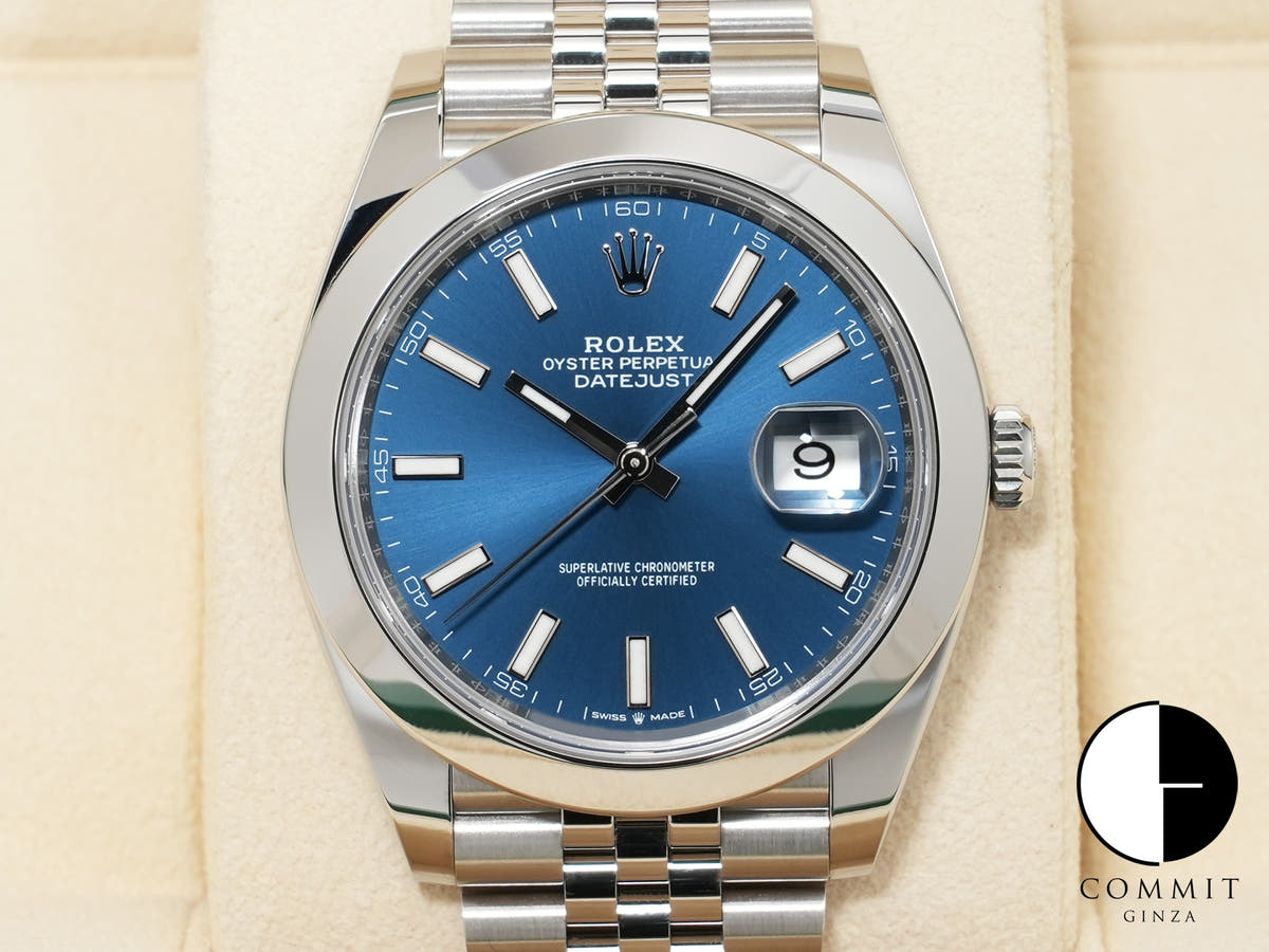 ロレックス デイトジャスト41 Ref.126300 ステンレススチール ブライトブルー文字盤 ジュビリーブレスレット 美中古 e9bv6wpi