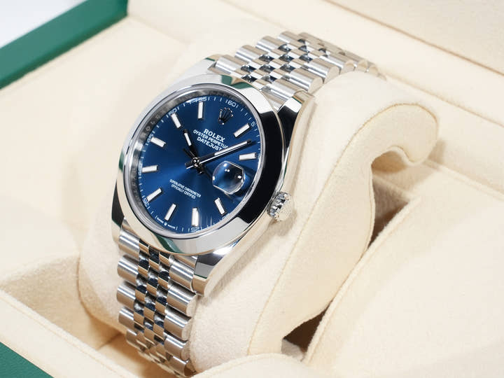 ロレックス デイトジャスト41 Ref.126300 ステンレススチール ブライトブルー文字盤 ジュビリーブレスレット 美中古 e9bv6wpi