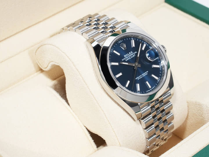 ロレックス デイトジャスト41 Ref.126300 ステンレススチール ブライトブルー文字盤 ジュビリーブレスレット 美中古 e9bv6wpi
