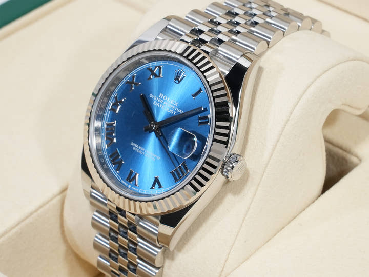ロレックス デイトジャスト41 Ref.126334 ステンレススチール/ホワイトゴールド アズーロブルー文字盤 ジュビリーブレスレット 未使用 ex24beiy