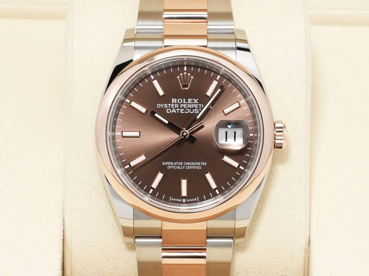 Rolex Datejust 36 Ref. 126201 Stainless Steel/Everose Gold Chocolate Dial Oyster Bracelet Unused mnhhtiir