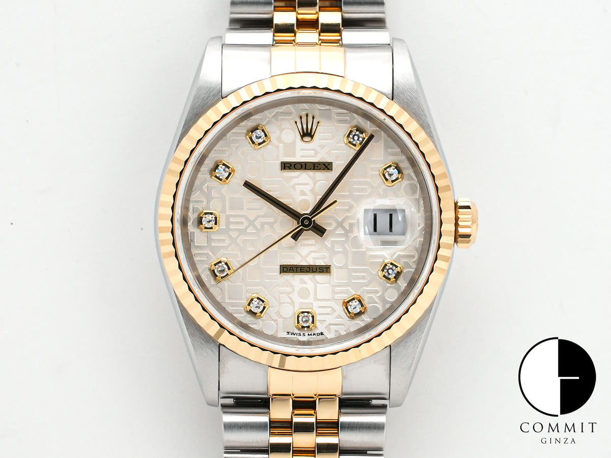 Rolex Datejust Ref. 16233G Stainless Steel/Yellow Gold with Silver Holographic Computer and 10 Diamond Dial, Excellent Condition, q7izo7dv