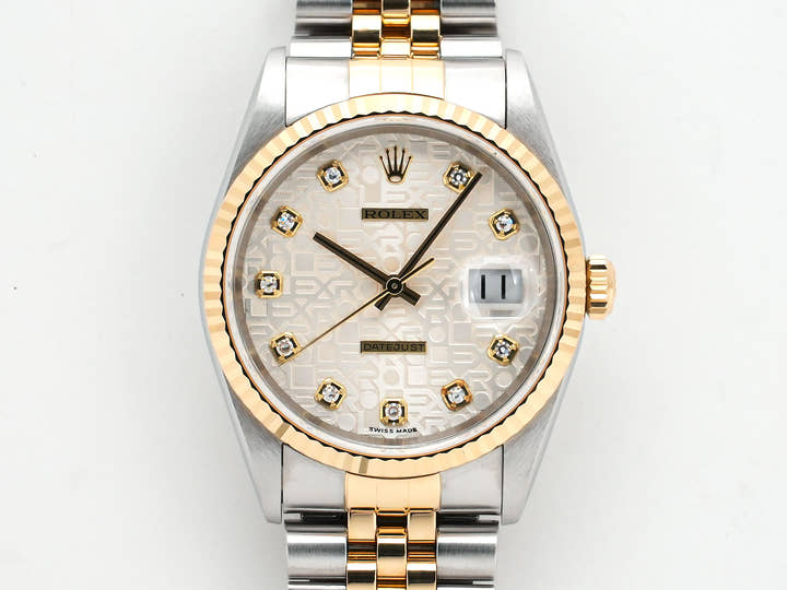 Rolex Datejust Ref. 16233G Stainless Steel/Yellow Gold with Silver Holographic Computer and 10 Diamond Dial, Excellent Condition, q7izo7dv