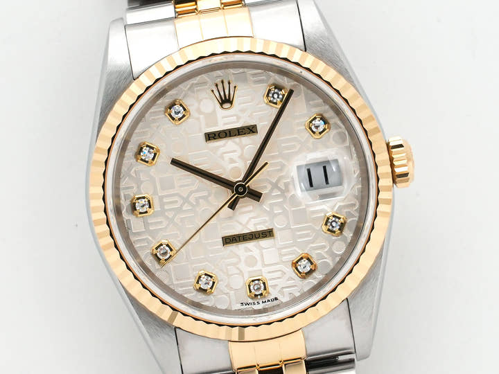 Rolex Datejust Ref. 16233G Stainless Steel/Yellow Gold with Silver Holographic Computer and 10 Diamond Dial, Excellent Condition, q7izo7dv