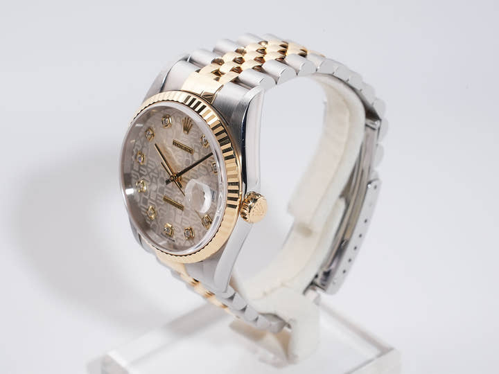 Rolex Datejust Ref. 16233G Stainless Steel/Yellow Gold with Silver Holographic Computer and 10 Diamond Dial, Excellent Condition, q7izo7dv