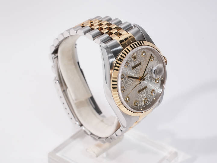 Rolex Datejust Ref. 16233G Stainless Steel/Yellow Gold with Silver Holographic Computer and 10 Diamond Dial, Excellent Condition, q7izo7dv
