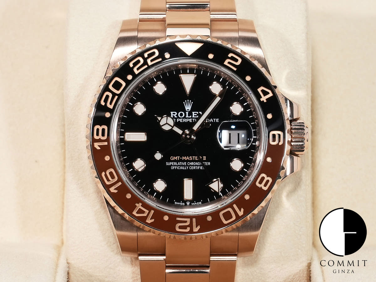 Rolex GMT-Master II Ref. 126715CHNR Everose Gold Black Dial Oyster Bracelet Pre-owned r72s95f3