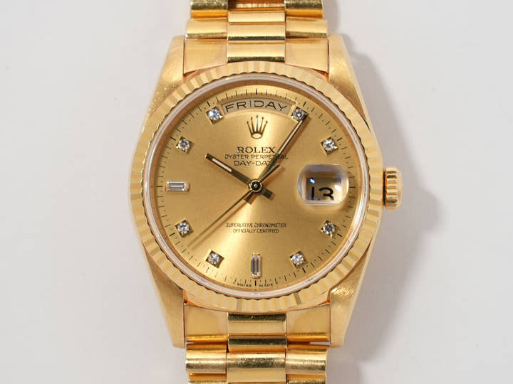 ロレックス デイデイト36 Ref.18238A イエローゴールド シャンパンx10Pダイヤ文字盤 中古 q9eppsns